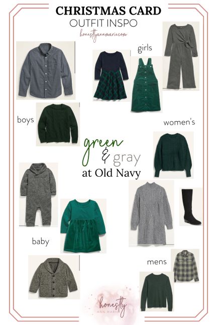 Christmas Photo Outfit Color Scheme, Green And Gray Family Picture Outfits, Green Christmas Picture Outfits, Green Christmas Photo Outfits, Green Holiday Outfits Family, Christmas Card Photo Outfits, Family Christmas Pictures Outfits Green, Casual Christmas Family Photos, Family Christmas Photoshoot Outfits