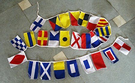 MARINE NAVY Signal Code FLAG Set - String of 26 Flag - 8 Feet Long – Nautical / Maritime / Marine / Boat / Ship / Vessel / Nautical Decor (5029) Nautical Classroom Theme, Maritime Signal Flags, Maritime Flags, Nautical Classroom, Flag Code, Signal Flags, Mailbox Covers, Garden Decor Items, All Flags