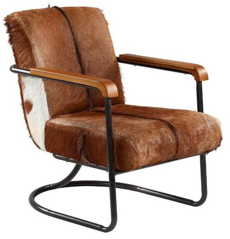 Cowhide Upholstery, Cowhide Chair, Dovetail Furniture, Brown Cowhide, Occasional Chair, Upholstered Arm Chair, Retail Furniture, Cow Hide, Leather Armchair