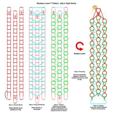 Loom Bracelet Patterns Rubber Band Step By Step, Rubber Band Loom Patterns, Loom Band Tutorials, Rainbow Loom Patterns Step By Step, Rainbow Loom Tutorials Step By Step, Loomband Ideas, Loom Bands Instructions, Loom Band Patterns Instructions, Loom Animals