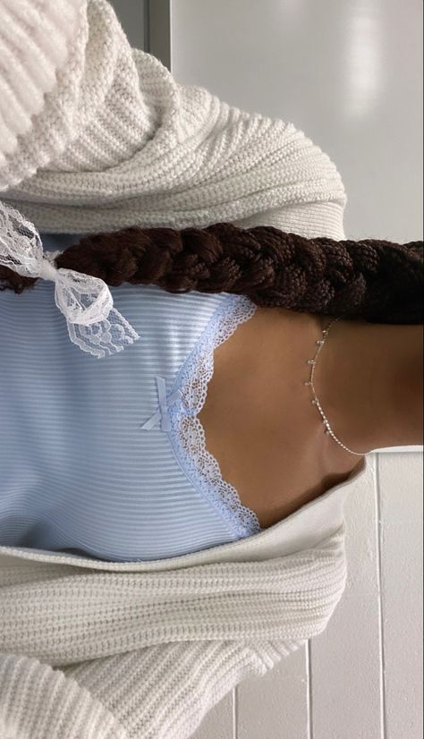 Pink Tank Tops Outfit, Lace Tank Tops Outfit, Blue Tank Top Outfit, Blue Top Outfit, Feminine Aesthetic Outfits, Coquette Blue, School Ootd, Hoodie Cozy, Aesthetic Hoodie