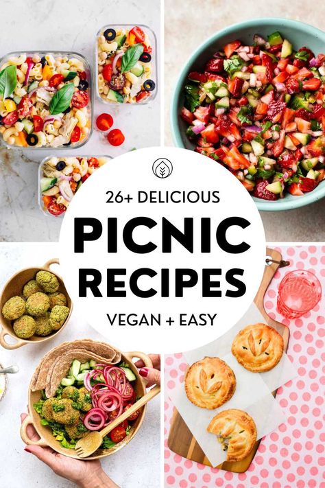 Get your sandwiches and summer salads out, it's time for a plant-based potluck! These 30+ crowd-pleasing vegan picnic ideas rand from easy desserts to healthy sandwiches, baked goods, kid-friendly finger food and more. Try these amazing recipes for your next garden party or gathering with friends and family! Picnic Potluck Recipes, Vegan Picnic Food, Vegetarian Picnic, Vegan Picnic, Healthy Picnic, Picnic Potluck, Summer Picnic Food, Vegan Potluck, Vegan Summer Recipes