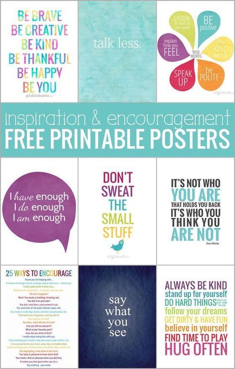 Ten free printable posters - for inspiration and encouragement!                                                                                                                                                     More #ArtAndCraft Free Printable Posters, Free Poster Printables, Free Printable Quotes, Quotes Encouragement, Classroom Quotes, Printable Posters, Free Poster, Classroom Posters, School Counseling