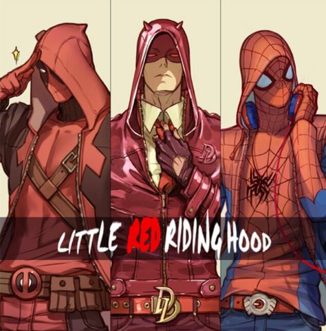 Little red riding hood Deadpool Y Spiderman, Deadpool X Spiderman, Marvel Comics Deadpool, Deadpool And Spiderman, Dead Pool, Marvel Deadpool, American Comics, Super Villains, Marvel Funny