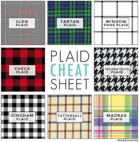 Speaking of patterns, here’s a helpful guide to punchy plaids. | 25 Life-Changing Style Charts Every Guy Needs Right Now Plaid Sheets, Fashion Infographic, Style Chart, Textil Design, Fashion Dictionary, Fashion Terms, Madras Plaid, Colors And Patterns, Fashion Vocabulary