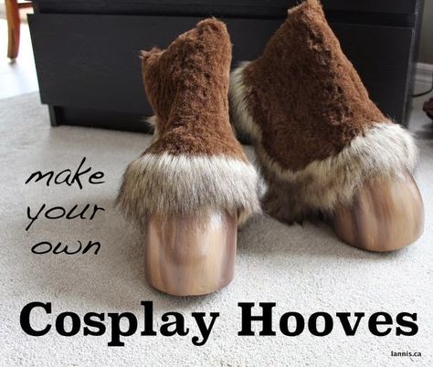 Hooves Tutorial | Chez Lannis [Once upon a time there was a female Trolloc named Nargella... and these were her hooves...] Satyr Legs Diy, Krampus Costume Female, Diy Hooves Shoes, Cosplay Hooves Tutorial, Faun Cosplay Female, Diy Satyr Legs Faun Costume, Female Krampus Cosplay, Diy Hooves, Narnia Costumes Diy