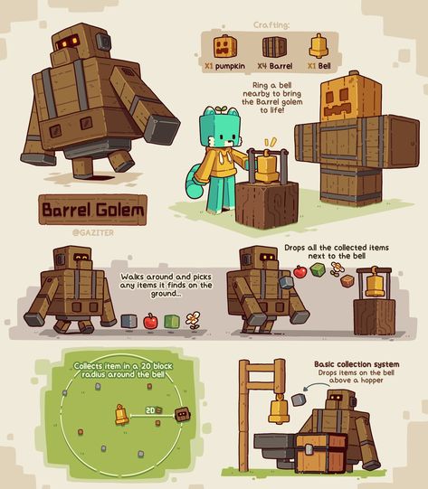 Gaziter 🌱 en X: "Barrel golem! I always liked the idea of having different golem types in minecraft so I came up with a new one https://t.co/a6sNOUpKGF" / X Minecraft Mobs Mod, Minecraft Concept, Mc Ideas, Minecraft Comics, Artist Character, Minecraft Images, Minecraft Drawings, Minecraft Banners, All Minecraft