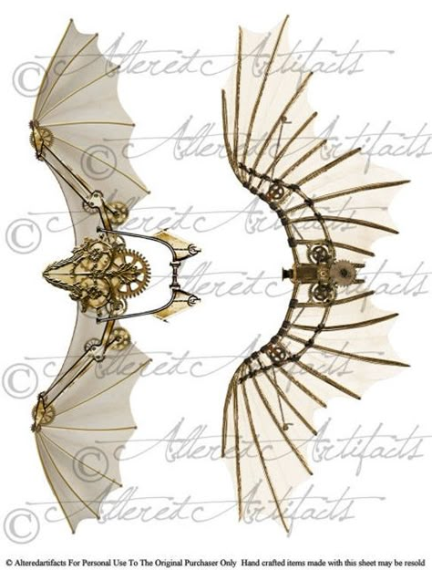 Mechanical Wings Steampunk, Steam Punk Wings, Steampunk Wings Tattoo, Steampunk Mushroom, Props Aesthetic, Victorian Steampunk Aesthetic, Steampunk Props, Wings Printable, Clipped Wings