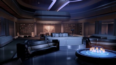 Sci Fi Living Room, Sci Fi Apartment, Sci Fi Bedroom, Scifi Room, Futuristic Living Room, Cyberpunk Interior, Penthouse Living Room, Futuristic Interior Design, Scifi Interior