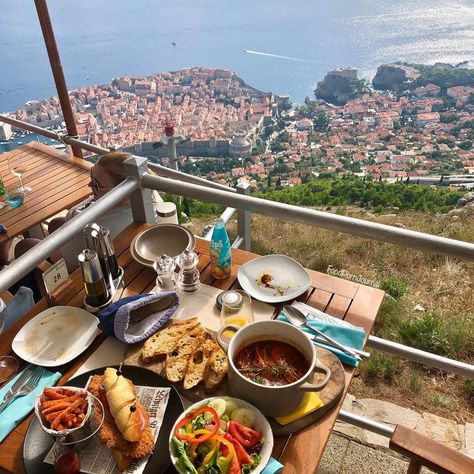 Lunch with a view overlooking Dubrovnik Old Town at @panorama_restaurant__  #dubrovnik #croatia #travel #traveling #trav... Panorama Restaurant Dubrovnik, Dubrovnik Food, Croatia Food, Travel Croatia, Dubrovnik Old Town, Croatia Beach, Croatia Holiday, Gourmet Dinner, Visit Croatia