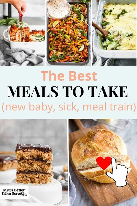 An image of comforting meal ideas to deliver to those in your circle that need a meal. After Surgery Meals, Meal To Take To Someone, Meal Train Ideas Dinners, Meal Train Ideas, New Mom Meals, Good Meals To Cook, Best Dinner Ideas, Care Meals, Meals For New Moms