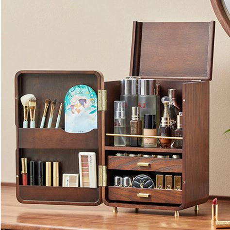 New Arrivals - ApolloBox Wood Makeup Organizer, Wooden Makeup Organizer, Makeup Cabinet, Spice Holder, Lipstick Organizer, Stylish Makeup, Makeup Storage Box, Makeup Holder, Women Cosmetics