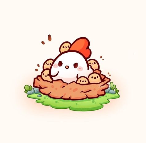 Kawaii Chicken Drawing, Cute Chicken Drawing Kawaii, Chicken Drawing Cute, Cute Chicken Cartoon, Cute Chicken Names, Cute Chicken Drawing, Hen With Chicks, Chicken Wallpaper, Cute Chicken Coops