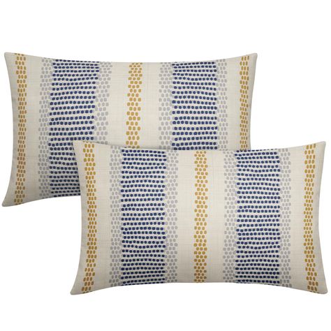 PRICES MAY VARY. Linen High Quality Material: Made of high-quality polyester linen material, thick, soft, breathable and comfortable. Our navy blue yellow gray gray boho pillow covers are a great choice for a quick way to change up your home decor. Warm reminder: Pillowcase ONLY, insert not included. Size: 12x20 inches (30cm X 50cm).Our yellow and blue throw pillow covers are printed with the same graphic design on both sides, so you can place them however you like. Our bohemian throw pillow cov Navy Blue Mustard Yellow Bedroom, Blue Couch Yellow Pillows, Mustard Yellow And Navy Blue Living Room, Pillows On Blue Couch, Boho Couch Pillows, Blue Bed Pillows, Blue Yellow Bedrooms, Navy Blue Decorative Pillows, Mustard Yellow Bedrooms