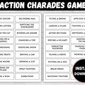 Reverse Charades Word List, Pictionary Ideas For Adults, Words For Charades, Funny Charades Ideas, Charade Ideas Funny, Charades For Adults, Charades Word List, Reverse Charades, Charades Ideas