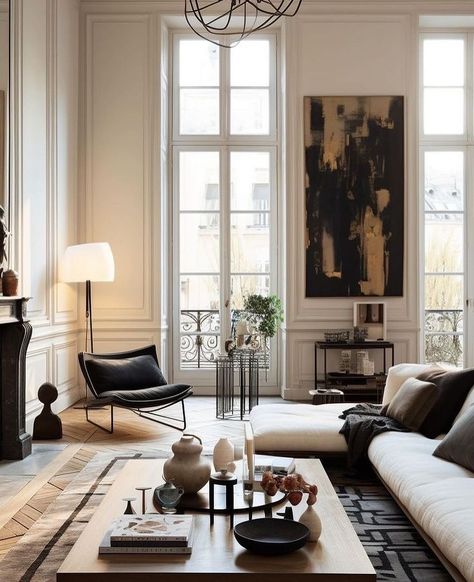 Parisian Interior Design, Parisian Living Room, Paris Interiors, Parisian Interior, Fall Home, Classic Interior, Apartment Interior, Dream Home Design, Living Room Inspiration