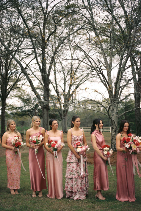 Creative Floral Design, Weddings, Styling + Event Design | Based in Atlanta, Serving the Southeast Pink Palette Bridesmaid Dresses, Deep Pink Bridesmaid Dresses, Dark Pink Bridesmaid Dresses, Dark Pink Wedding, Berry Bridesmaid Dresses, Sunset Wedding Colors, Rose Pink Bridesmaid Dresses, Pink Bridesmaid Dresses Short, Bridesmaid Color