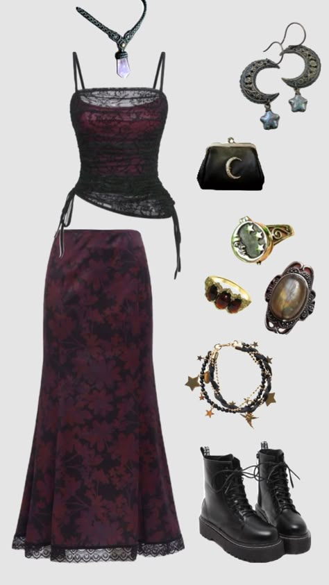 Whimsigoth outfit #whimsigoth #whimsical #whimsigothic #stevienicks #outfitinspo Witchy Outfits, Swaggy Outfits, Alternative Outfits, Really Cute Outfits, Aesthetic Outfits, Alternative Fashion, 90s Fashion, Boho Outfits, Your Aesthetic