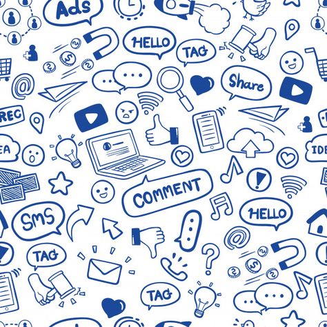 Social media in hand drawn doodles seaml... | Premium Vector #Freepik #vector #background #business-card #pattern #business Hand Drawn Doodles, Pinterest Manager, Social Media Drawings, Doodle Background, Business Card Pattern, Vector Patterns Design, Single Line Drawing, Professional Graphic Design, Pinterest Management