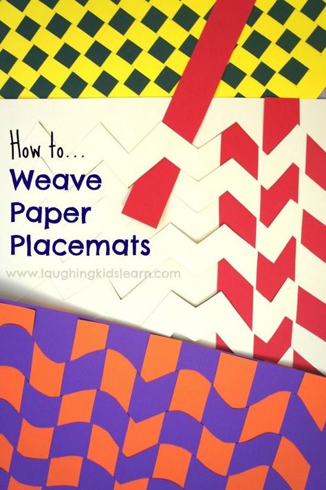 How to Weave Paper Placemats Weaving Placemats, Construction Paper Crafts, How To Weave, Paper Placemats, Paper Weaving, Ecole Art, Woven Placemats, Make Paper, Weaving Projects