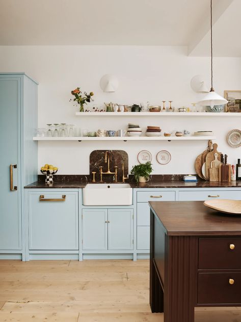 Lucy Williams brings her signature sense of style to her west London house | House & Garden Lucy Williams, House Blend, London House, Victorian Terrace, Blue Kitchens, Stylish Kitchen, House Garden, Main Bedroom, West London