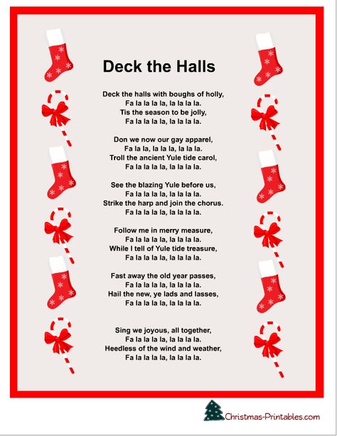 Deck The Halls - Lyrics! Christmas Caroling Songs, Deck The Halls Lyrics, Daycare Songs, Christmas Poetry, Christmas Carols Lyrics, Christmas Carols Songs, Xmas Carols, Christmas Charades, Juleverksted For Barn