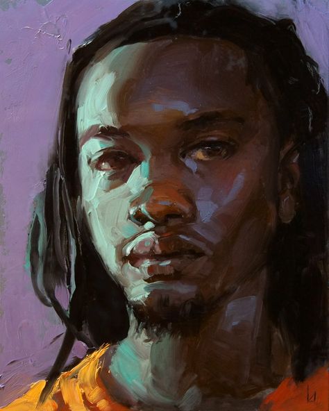 Seconds - Painting Demo | John Larriva on Patreon Green And Purple Painting, Painting Black Skin, John Larriva, People Paintings, Oil Portrait Painting, Painting Faces, Figurative Kunst, Purple Painting, Portraiture Painting