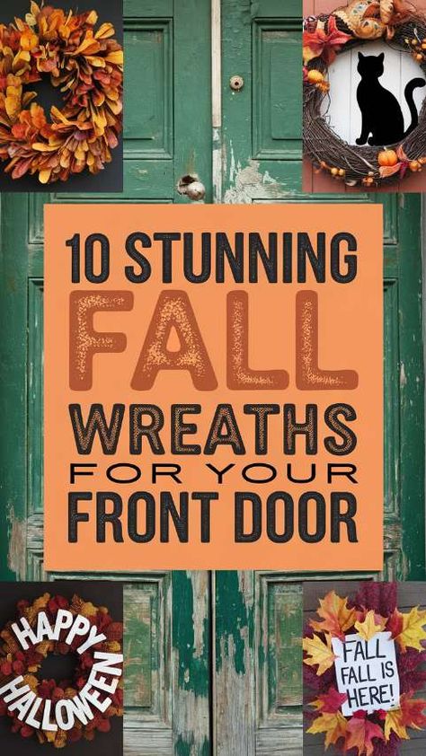 10 Stunning Fall Wreaths for Your Front Door Dried Eucalyptus, Bathroom Artwork, Creative Bathroom, Leaf Wreath, Pumpkin Theme, Fall Is Here, Cozy Vibes, Colorful Leaves, Decor Trends