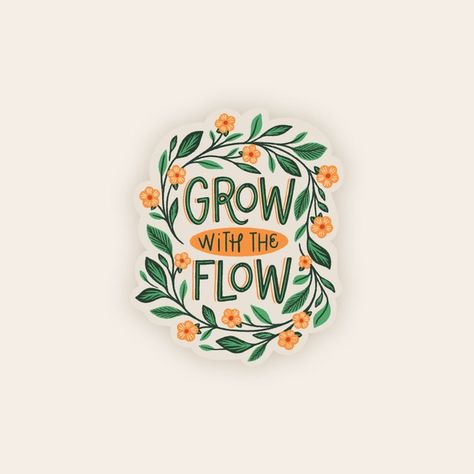 MollyMariePea - Etsy Spring Sticker Ideas, Grow With The Flow Wallpaper, Cute Reminder, Grow With The Flow, Spring Stickers, Santa Stamp, Quotes Icons, Best Tattoo Ever, Going With The Flow