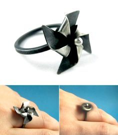 pinwheel fidget jewelry Hollowform Ring, Kinetic Jewelry, Modern Jewellery, Unusual Rings, Fidget Rings, Glass Rings, Contemporary Jewelry, Jewelry Tutorials, Modern Jewelry