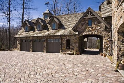 angled detached garage with drive through carport - Google Search: Porsche Garage, Cottage Images, Carriage House Garage, Backyard Layout, Porte Cochere, Garage Remodel, Garage Apartments, Farmhouse Remodel, Garage Work Bench