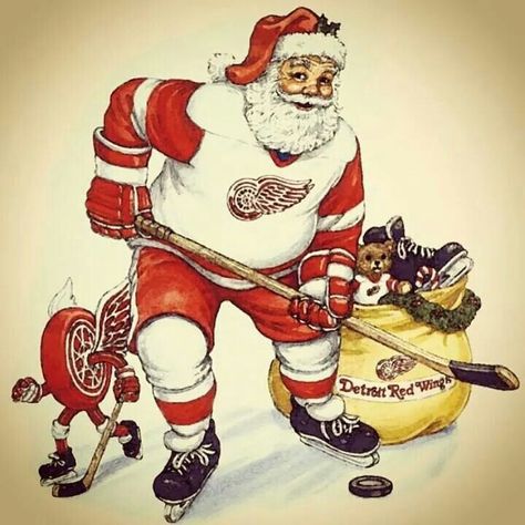 Red Wings Santa!! Hockey Santa, Backyard Rink, Hockey Christmas, Detroit History, Michigan Girl, Michigan Sports, Bruins Hockey, Detroit Sports, Detroit City