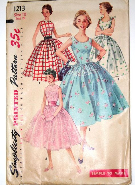 Rockabilly Dress Pattern, 1950s Formal Dress, 1950s Sewing Patterns, Patron Vintage, 50's Fashion, Vintage Formal Dresses, Sewing Vintage, Robes Vintage, Vintage Dress Patterns