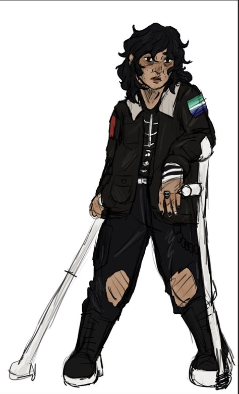 Disabled Oc Art, Nico Di Angelo Mobility Aid, Disabled Nico Di Angelo Fanart, Forearm Crutches Pose Reference, Disabled Character Art, Disabled Character Design, Crutches Pose Reference, Nico Aesthetic, Disabled Oc