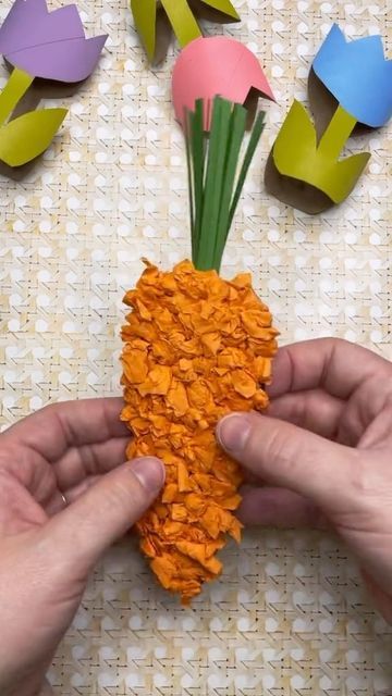 𝗔𝗿𝘁𝘀 & 𝗖𝗿𝗮𝗳𝘁𝘀✨ Timm on Instagram: "This cardboard carrot spring craft is a great way for kids to learn crafting skills. It’s a fun and easy craft activity little kids will love. Make a lot of carrots and make a garland for a spring party. #carrot #processart #kidscrafts #easycraft #kidsactivities #preschool #crafty #springcrafts" Carrot Crafts For Preschool, Carrot Art And Craft, Carrot Crafts For Kids, Carrot Activities For Preschool, Carrot Craft Preschool, Vegetable Art And Craft, Vegetables Crafts For Kids, Carrot Crafts, Carrot Art