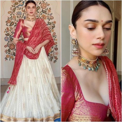 A Fashionista's Diary (@afashionistasdiaries) posted on Instagram • Nov 19, 2021 at 2:54pm UTC Aditi Rao Hydari Saree, Bridal Reception Saree, Aditi Rao Hydari, Aditi Rao, Simple Lehenga, Trendy Outfits Indian, Simple Saree Designs, Indian Outfits Lehenga, Backless Blouse Designs