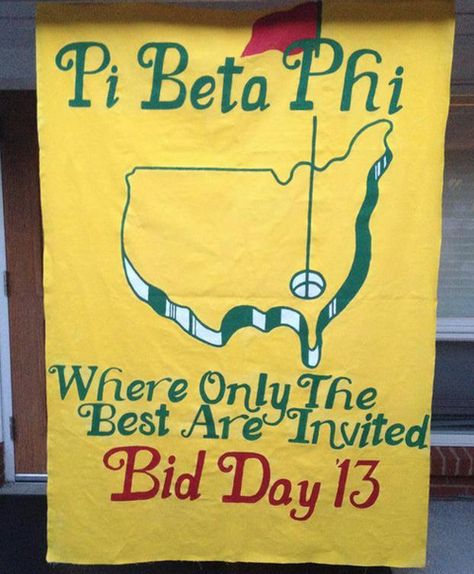 Pi Beta Phi golf themed bid day - "Where Only The Best Are Invited" #piphi #pibetaphi Sorority Recruitment Themes, Sorority Themes, Theta Chi, Recruitment Themes, Sorority Sugar, Diamonds In The Sky, Bid Day Themes, Golf Theme, Pi Phi