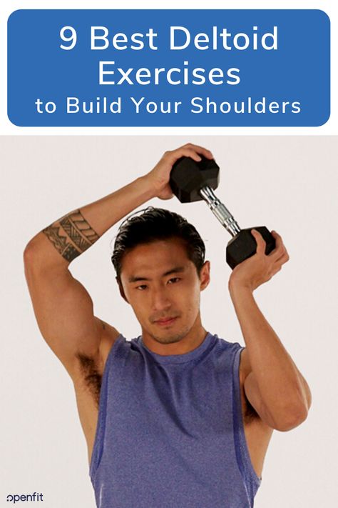 To build fully defined shoulders, you want to include some targeted deltoid exercises in your workout routine. Here are some of the best shoulder exercises to help you get bigger and stronger. #openfit Men’s Shoulder Workout, Front Deltoid Exercises, Shoulder Exercises With Weights, Deltoid Stretches, Deltoid Workout Women, Deltoids Workout, Rear Deltoid Exercises, Deltoid Exercises, Suspension Workout