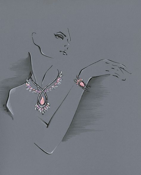 DeBeers High Jewelry 2020 on Behance Jewelry Art Drawing, Necklace Illustration Drawing, Earrings Drawing Sketch, Diamond Necklace Drawing, Jewellery Sketches Jewelry Drawing, Jewelry Illustration Design, Jewelry Sketch Design, Jewelry Illustration Art, Jewelry Digital Art