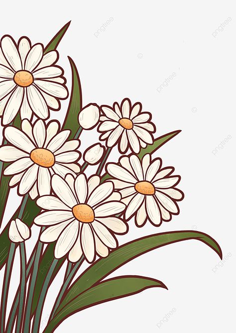 Cute Flower Drawing Easy, Daisy Flower Drawing, Cute Flower Drawing, Daisy Drawing, Easy Flower Drawings, Daisy Art, Flower Drawing Design, Daisy Painting, Flowers Clipart