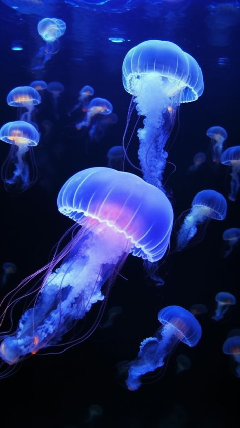 Real Jellyfish Wallpaper, Phone Wallpaper Ocean, Jellyfish Mobile, Jellyfish Pictures, Jellyfish Wallpaper, Wallpaper Ocean, Sea Jellies, Mobile Background, Jellyfish Painting