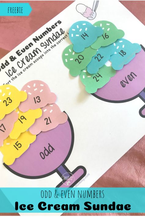 Ice Cream Sundae Odd and Even Numbers #freebie #freeprintable #numbers #teaching Teaching Odd And Even Numbers, Odd Even Activities, Odd And Even Numbers Project, Maths Activity For Class 2nd, Even Odd Activities, Odd Even Numbers Activities, Maths Project For Class 1, Even Numbers Activities, Even And Odd Numbers Activity