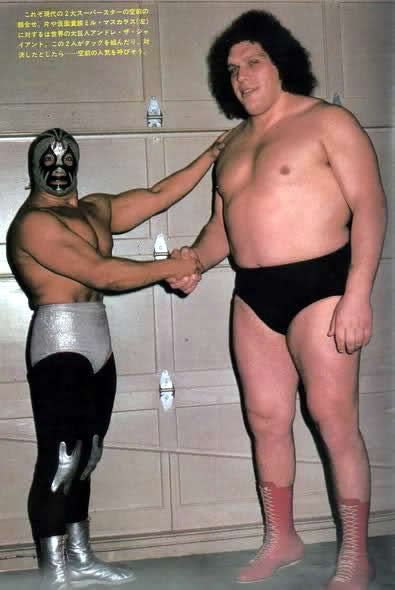 Andre & Mil Mascaras Mexican Wrestler, Wrestling Mask, Wrestling Posters, Lost In Time, Andre The Giant, Wrestling Stars, Wwe Legends, Pro Wrestler, Wrestling Superstars