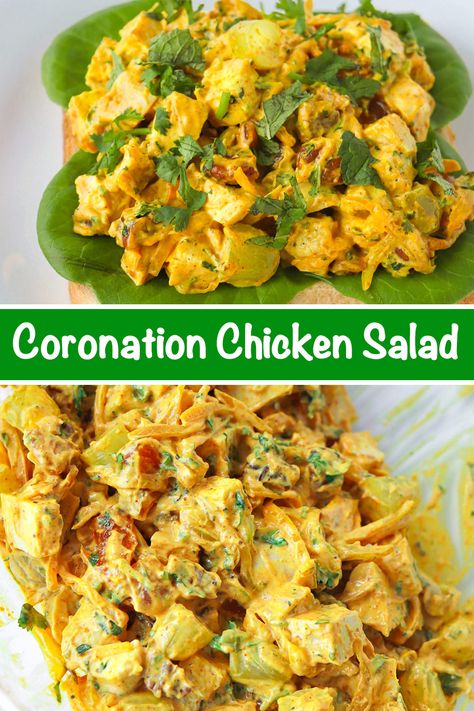 Chicken Salad With Red Peppers, Apricot Chicken Salad Recipe, Easy Coronation Chicken Recipe, Coronation Chicken Curry, Cold Curry Chicken Salad, Coronation Chicken Salad Recipe, Cold Chicken Lunch Ideas, Easy Summer Lunch Recipes, Curried Chicken Salad Recipe