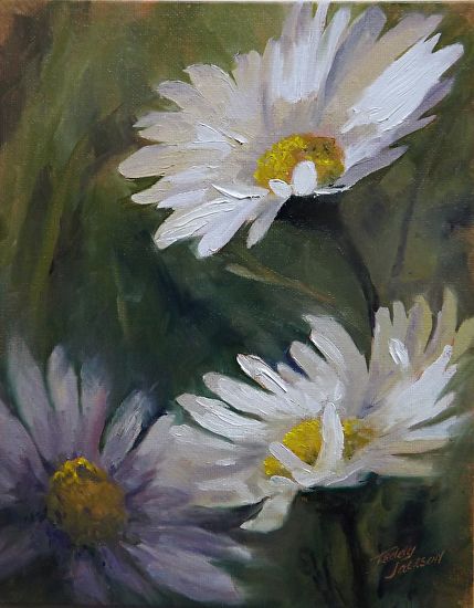 A Daisy A Day by Teddy Jackson, Oil I Am Lucky, Family Painting, Painting Subjects, Favorite Paint, Abstract Flower Painting, Happy Flowers, White Daisy, Aesthetic Painting, Mini Canvas Art