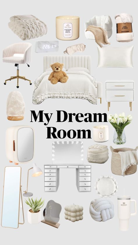 Comfy Room Ideas, Dream Bedroom Inspiration, White Room Decor, Luxury Room Bedroom, Cute Bedroom Ideas, Room Redesign, Preppy Room Decor, Vanilla Girl, Girly Room