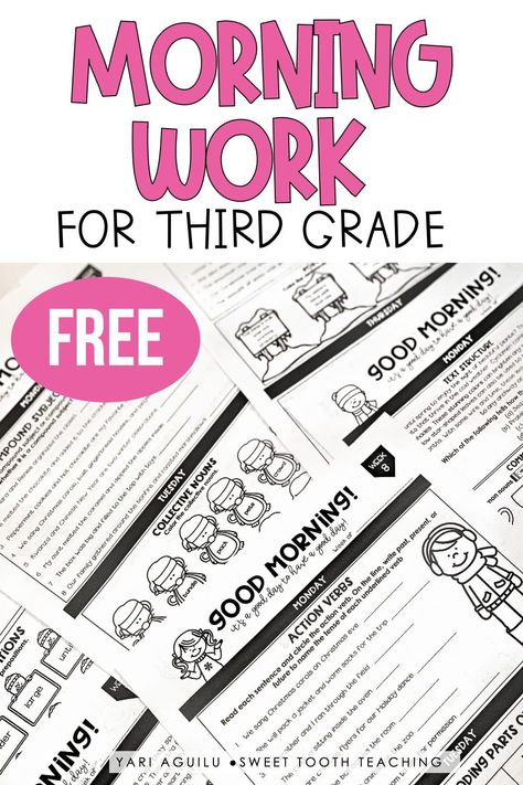 Any effective classroom morning routine should include meaningful morning work of some type. Try this free morning work for third grade, then check out my additional tips for morning work and effective morning routines for the classroom. 3rd Grade Morning Binder, Fun Morning Work 3rd Grade, Grade 3 Morning Work, Morning Routine 3rd Grade, Grade 4 Morning Work, Grade 2 Morning Work, Morning Work For 3rd Grade, Morning Routine 2nd Grade, 3rd Grade Morning Work Free