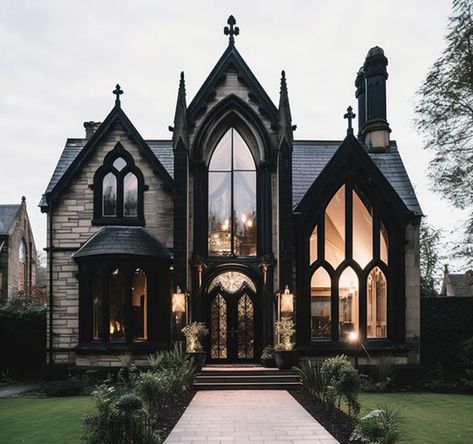 Gothic Lifestyle | Facebook Goth Backyard, Gothic Lifestyle, White Picket Fences, Gothic Homes, Goth Houses, Picket Fences, Modern Gothic, Dark Home Decor, Casas The Sims 4