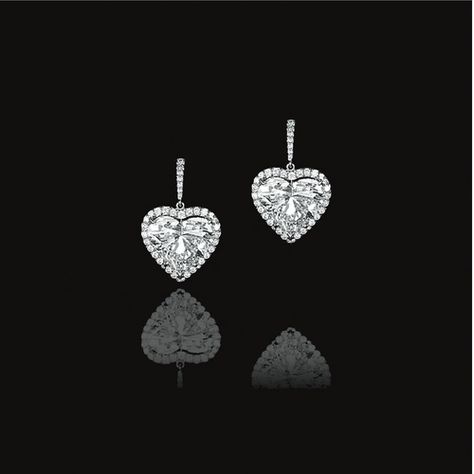 jewellery ||| sotheby's ge0805lot3qcymen Heart Solitaire Earrings, Heart Shape Diamond Earrings, Heart Shaped Diamond Earrings, Heart Diamond Earrings, Diamond Heart Earrings, Heart Diamond Ring, Ruthie Davis, Tiaras Jewellery, Solitaire Earrings