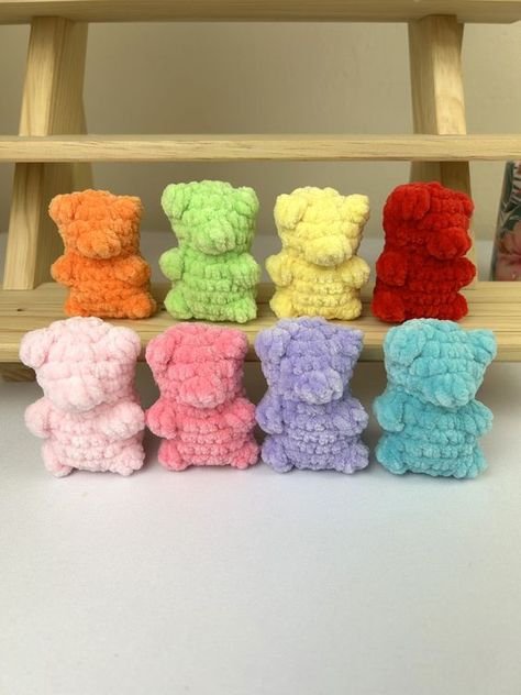 Crochet Gummy Bears Crochet Candy Super Soft - Etsy Canada HandmadeCrochet, CrochetInspiration, CrochetLove Amigurumi Gummy Bear, Crochet Gummy Bear Pattern Free, Crochet Gummy Bear Pattern, Gummy Bear Crochet Pattern, Crochet Gummy Bear, Toys Quotes, Yarn Projects Crochet, Boy Crochet Patterns, Crochet Candy